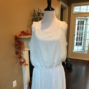 LOFT White and Black Polka Dot Dress